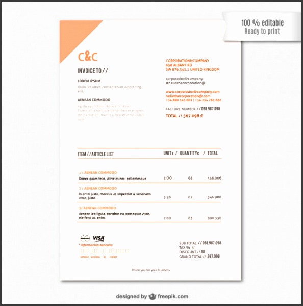 Invoice template Free Vector