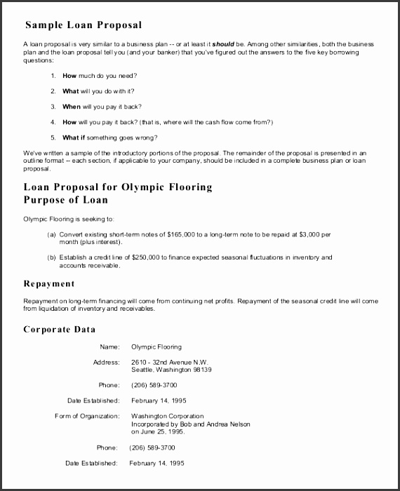 Sample Proposal Letter For A Small Business Loan