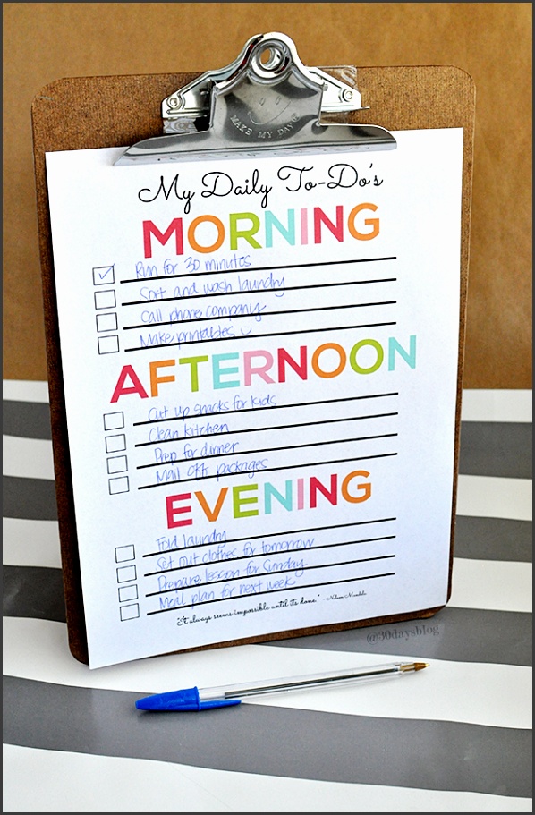 My Daily To Do List printable