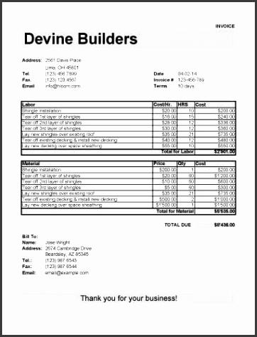 25 Free Service Invoice Templates Billing In Word And Excel Labor Invoice Template