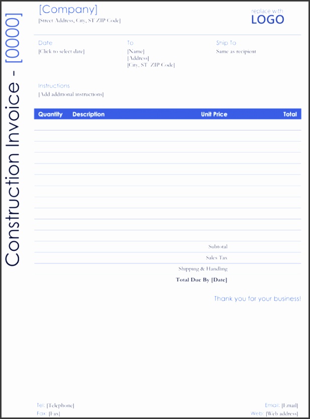 Contractor Invoice Format for Word
