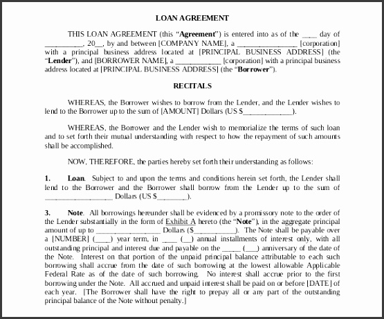 PDF Format Loan Contract Template Free Download