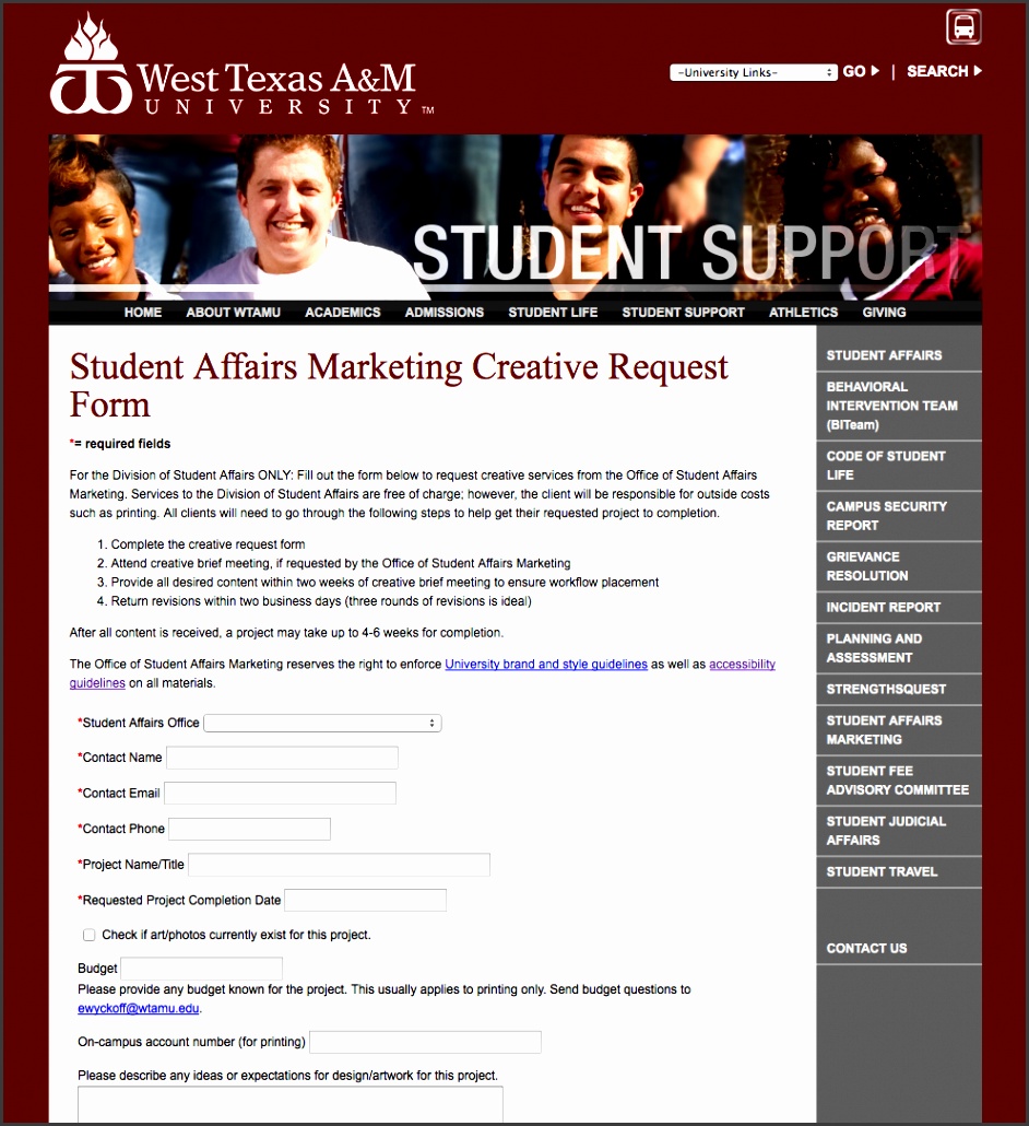 Student Organizations wtamu StudentCreativeRequest