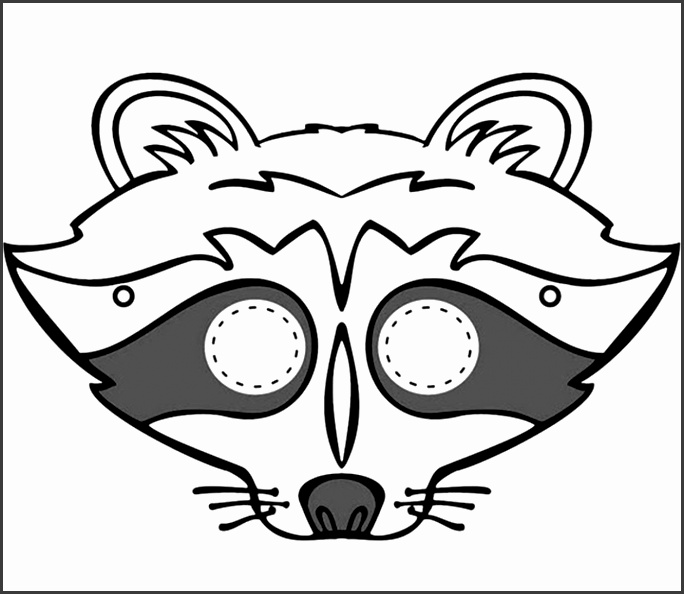 kids face masks template for coloring racoon