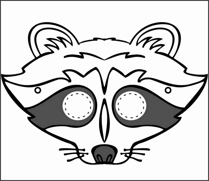 kids face masks template for coloring racoon