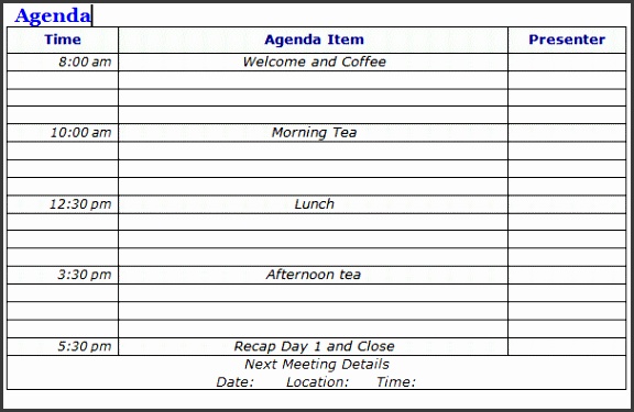Sample Meeting Agenda