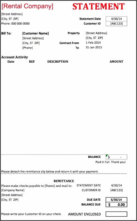 Free Monthly Rent To Landlord Receipt Template Excel