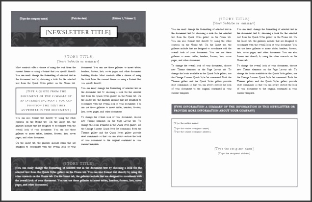 newsletter template black tie design