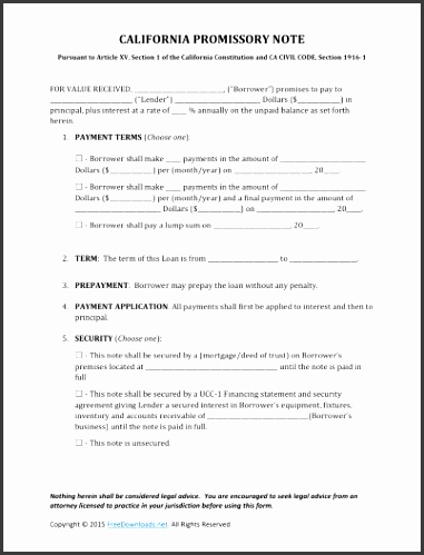 california promissory note template pdf 1