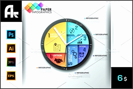 Paper Infographic Clock Template Presentations