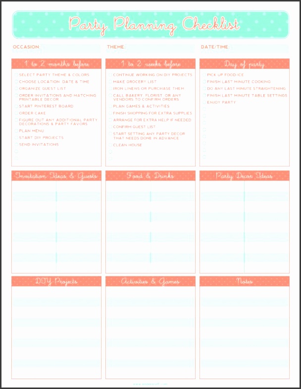 Free printable party planning checklist Party Inspiration birthday party checklist template