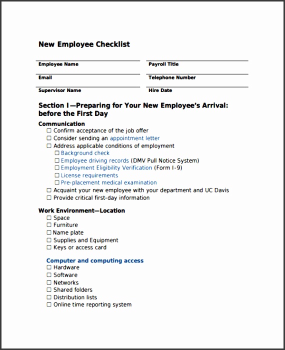 new employee checklist