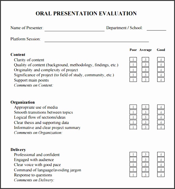 powerpoint presentation evaluation form oral presentation evaluation form template sample presentation printable