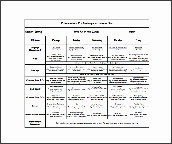 Free Kindergarten Preschool Lesson Plan PDF Download