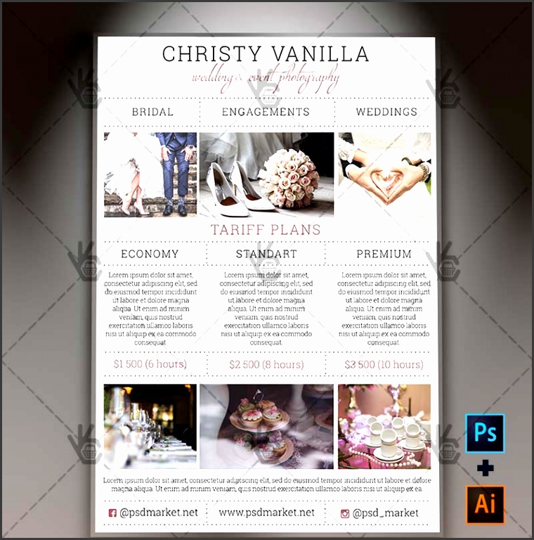 Wedding grapher Pricelist Free A4 Flyer PSD AI Template uarxx wedding photographer pricelist premium a4 flyer psdai template