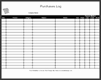 blank purchase order log form to print Printable Purchase Log Template