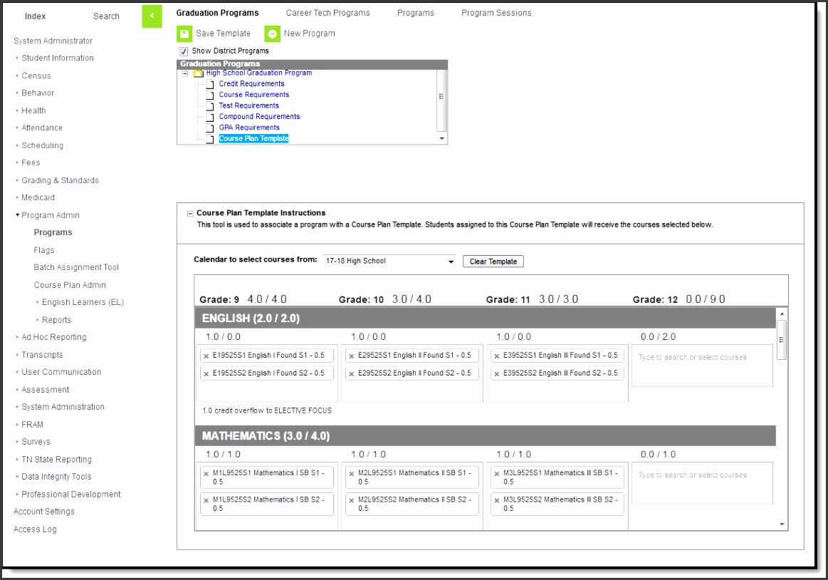 When students are assigned to that program the Academic Planner automatically adds the courses from the Course Plan Template into the students Course Plan