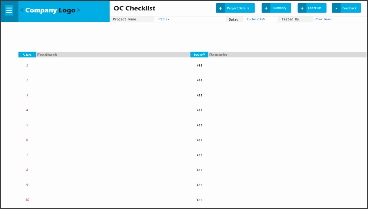 QC Checklist · QC Checklist · QC Checklist
