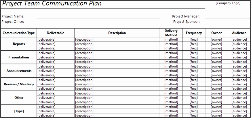 munication Plan Template for Excel