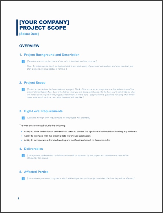 Project scope report Business Blue design