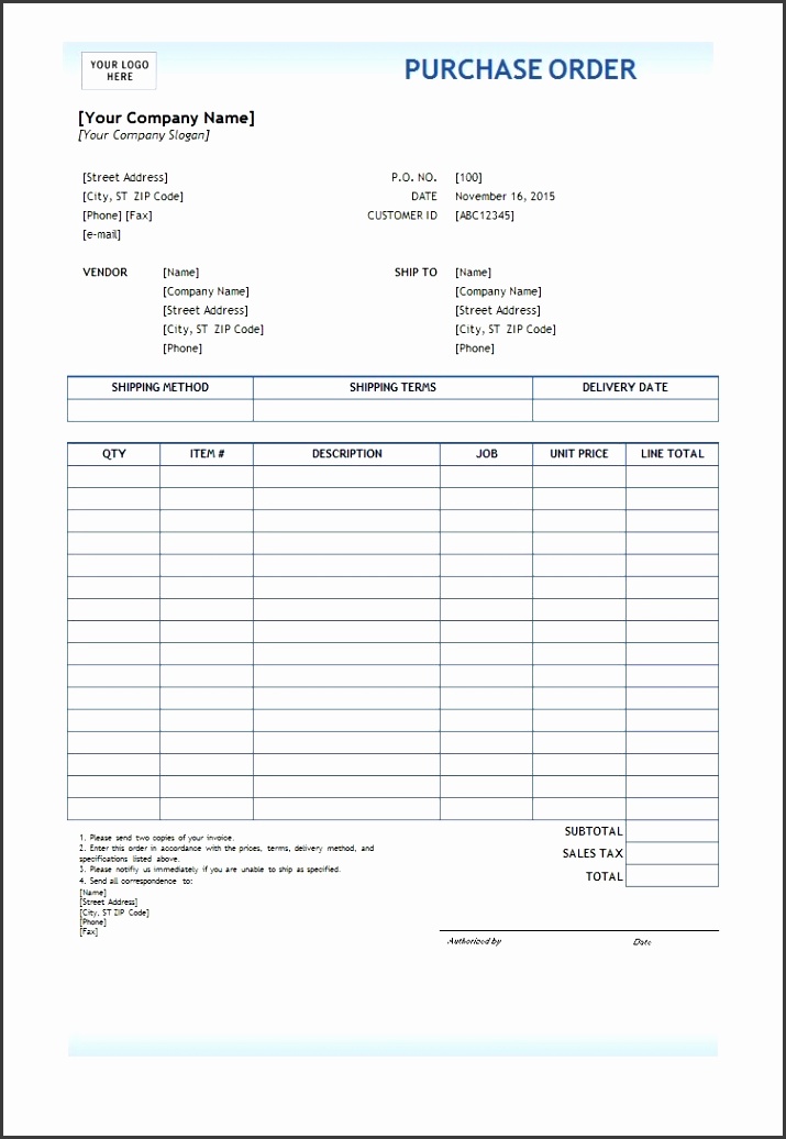 Printable Purchase Order Template 30