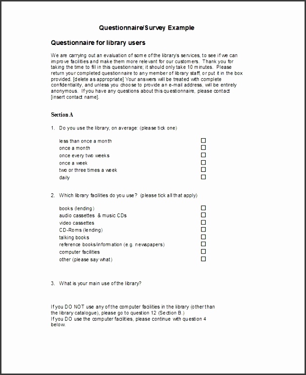 Printable Questionnaire Template 08