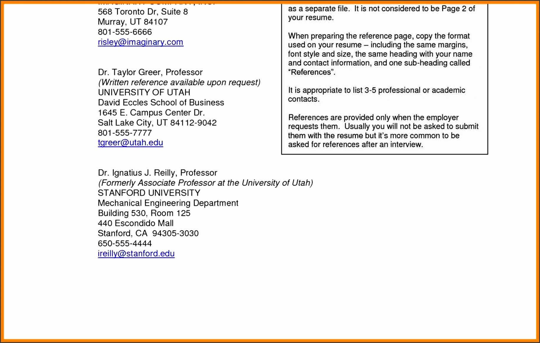 7 reference page for resume template