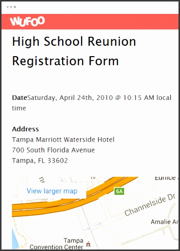 High School Reunion Registration Form
