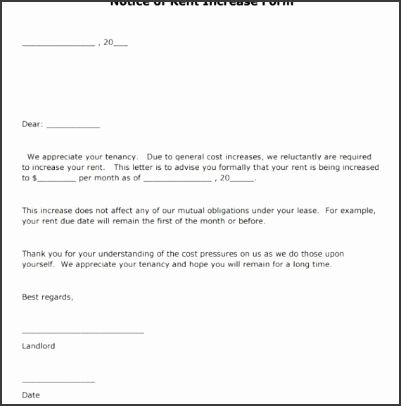 Free Notice Rent Increase Form Pdf Template