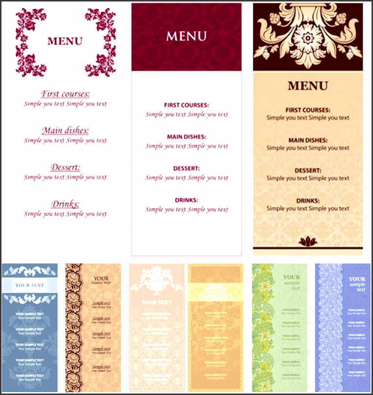 Ornate restaurant menu templates vector