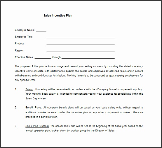 Sales Incentive Plan Sample Word Template Free Download