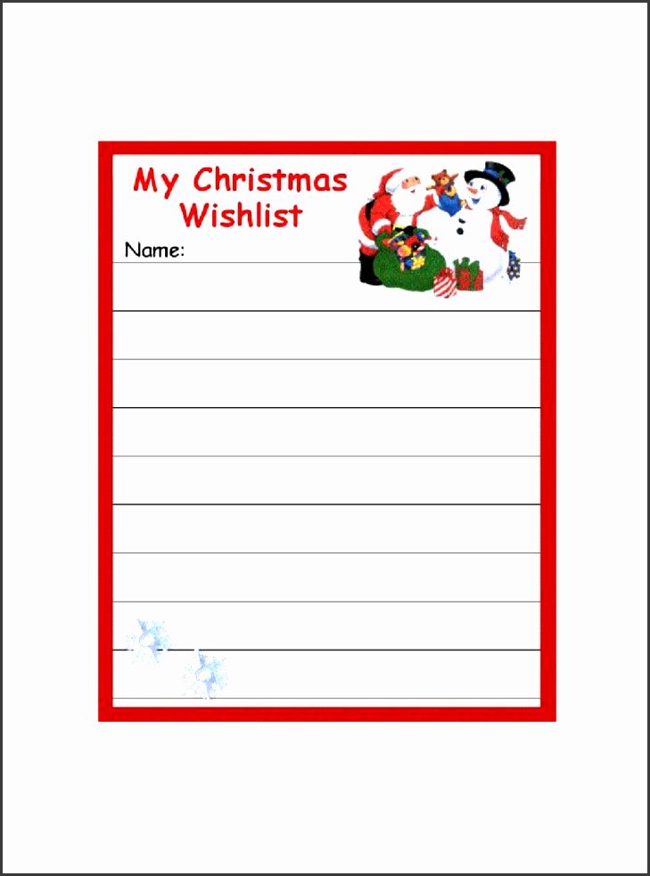 Epic Template Sample Christmas Wish List Form With Santa Claus And Snowman And Red