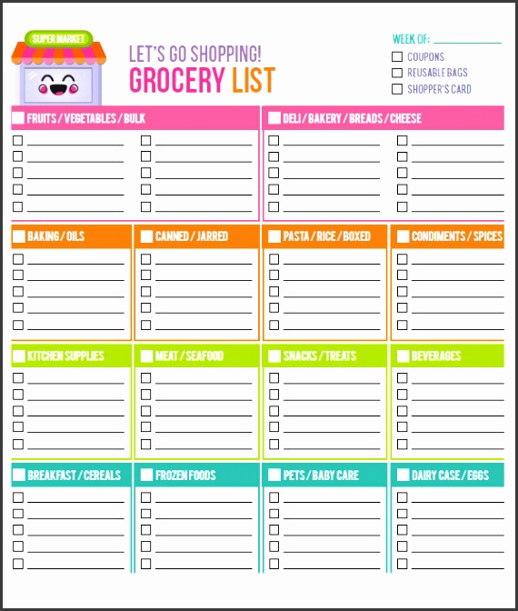 28 Free Printable Grocery List Templates