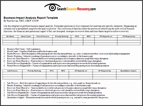 Business Impact Analysis Report template image
