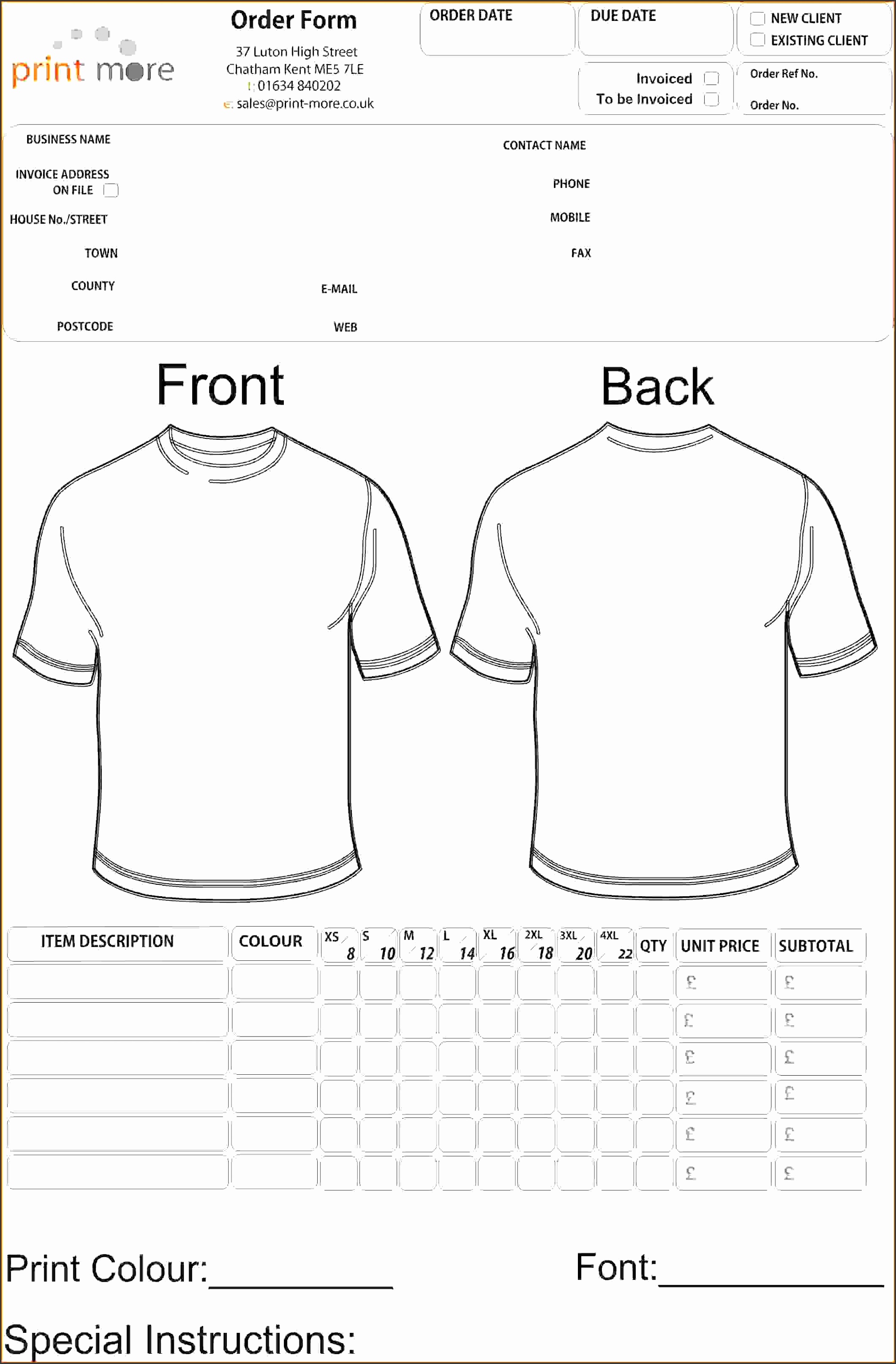 4 T Shirt Order Form Template Freereference Letters Words in T Shirt Order Form Template
