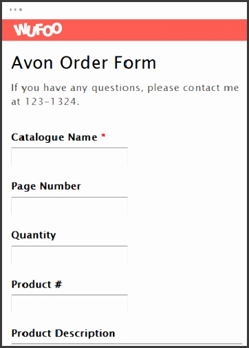 TShirt Order Form Avon Order Form View Template Use Template