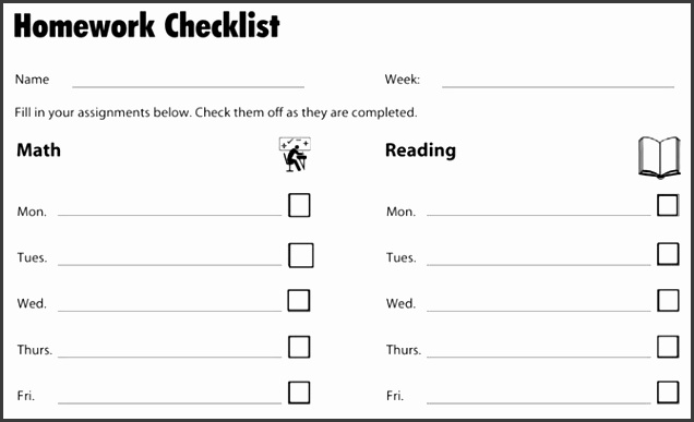 homework checklist teacher vision