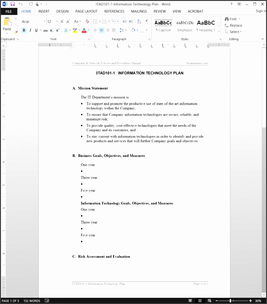Information Technology Plan Template