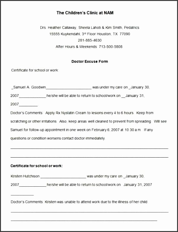 hospital note template