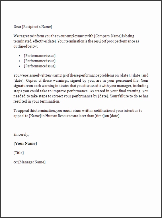 Employment Termination Letter Template Uk