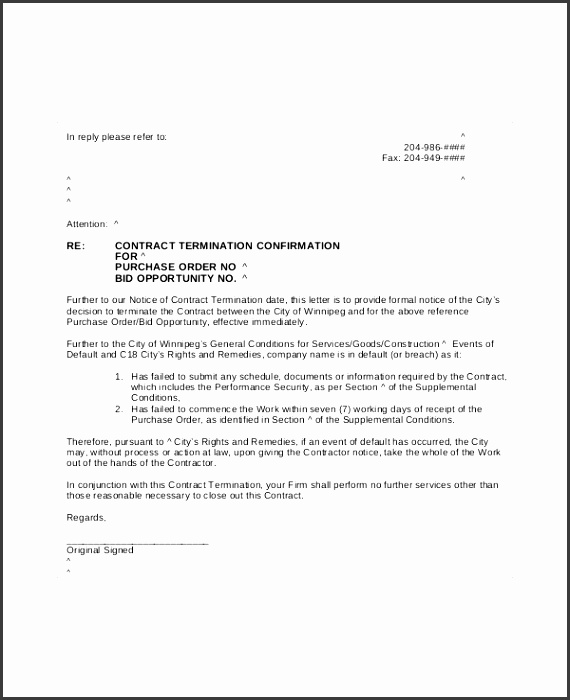 Job Contract Termination Letter