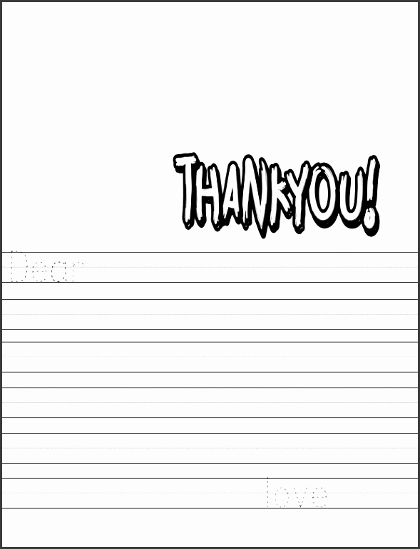 Printable Thank You Cards with lines for children to write on and room to draw a