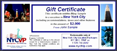 NYC Gift Certificate