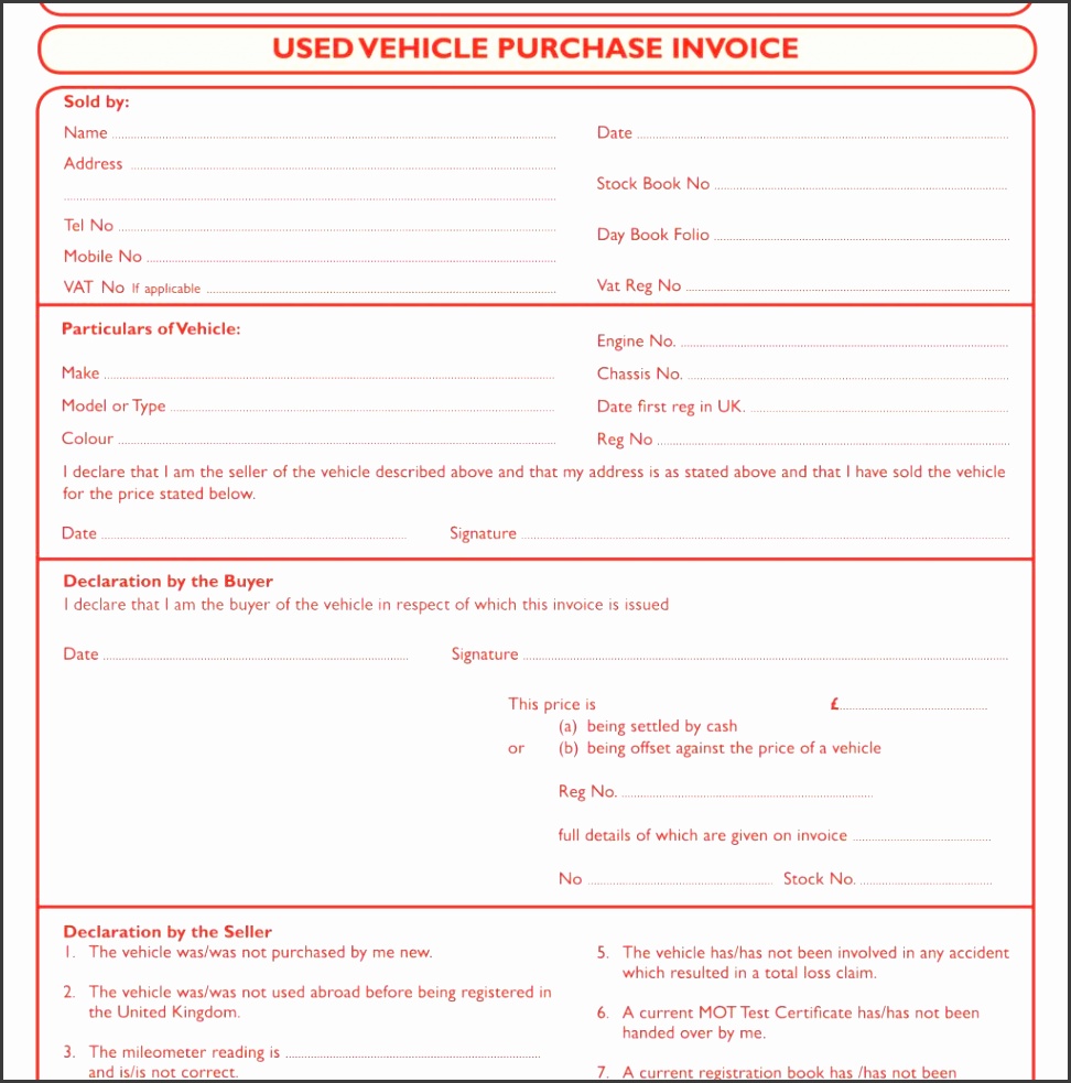 Download Used Car Invoice Template