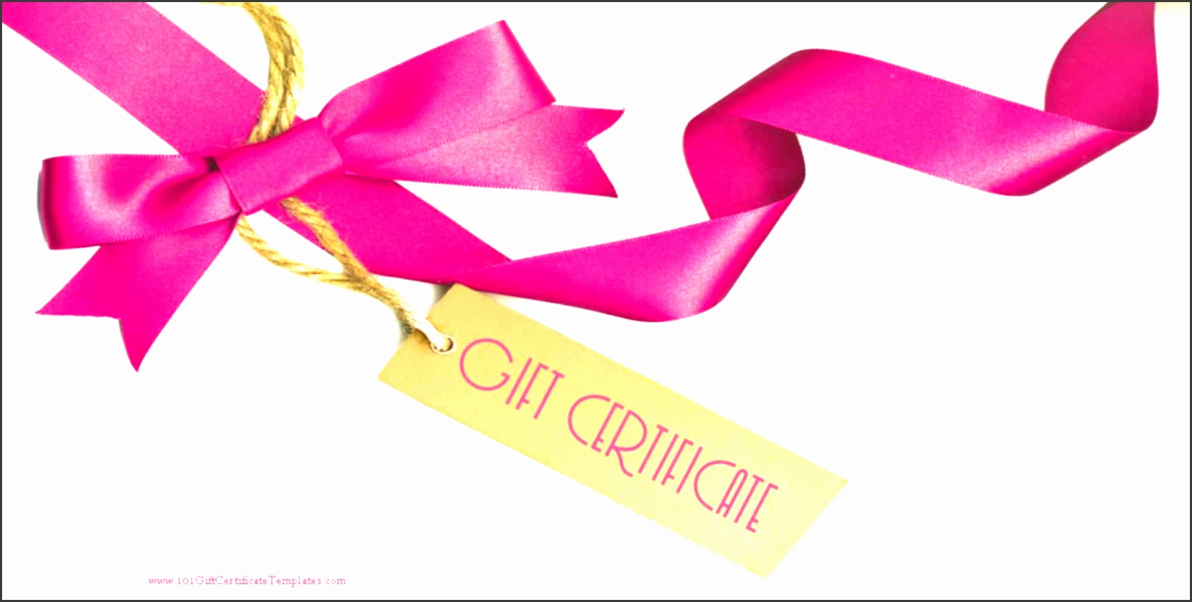 t certificate with a white background and a pink ribbon with a light brown paper tag