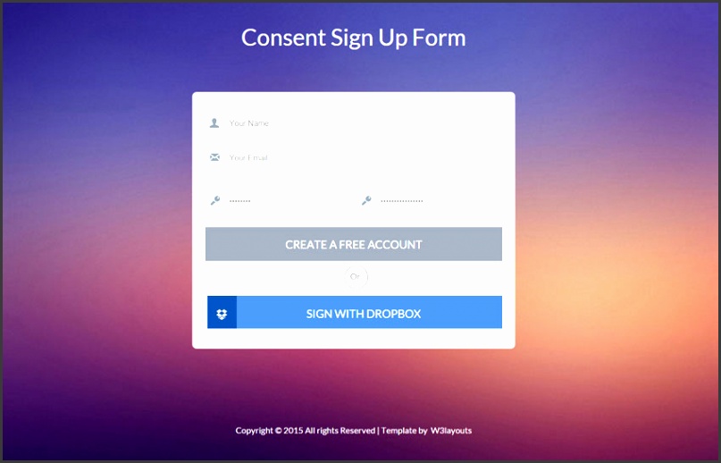 Consent Flat Signup Form Wid Template