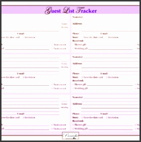 Purple Themed Guest List Tracker Template a part of under Other Templates Easy to Use Wedding