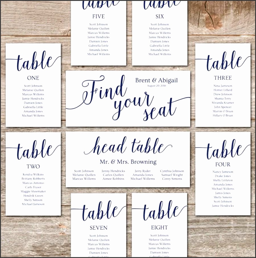 Wedding Seating Chart Template DIY Seating Cards Editable Seating Chart Printable Navy Wedding Decor