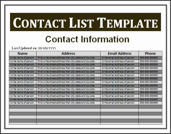 Contact List Template