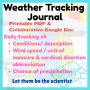 Weather Tracking Daily Journal For Preschoolers – Elementary weekly weather tracking journal and drawing activity